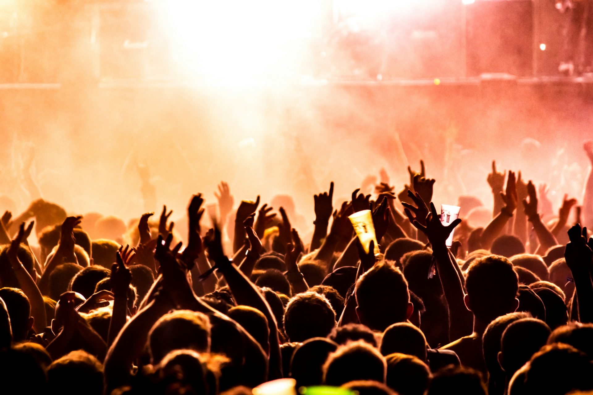 les gens lèvent la main lors d'un concert